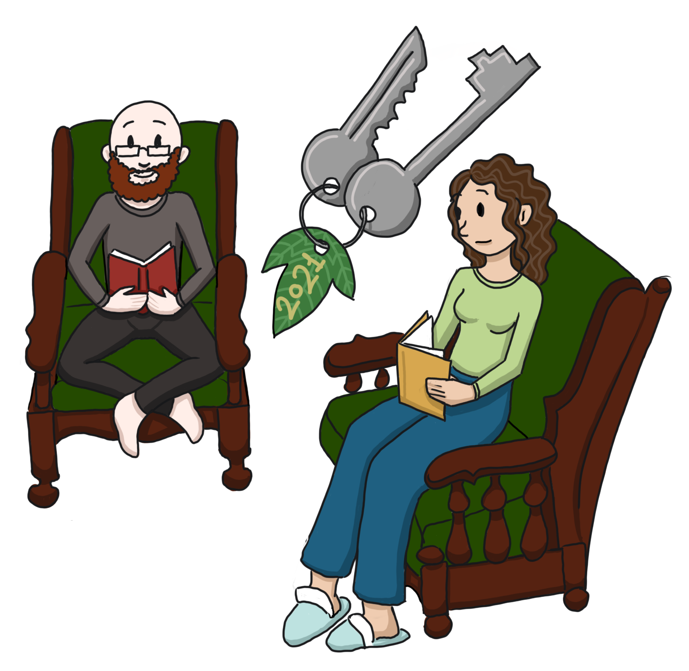 Logi and Patty on their reading chairs